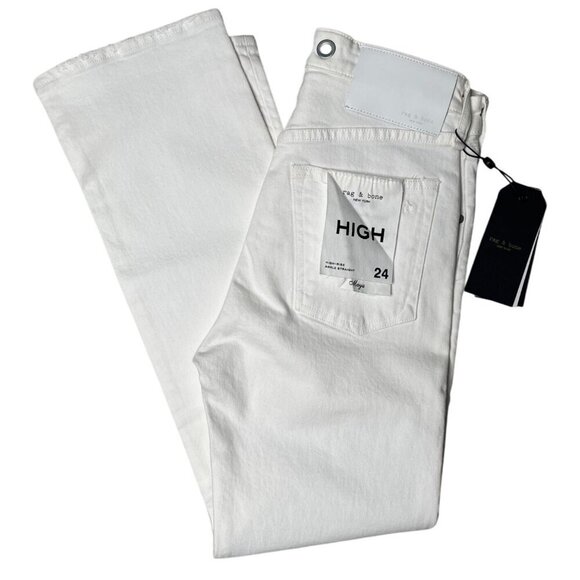NWT Rag & Bone The Maya High Rise Ankle Straight White Denim Jeans Size 24 - Picture 7 of 11